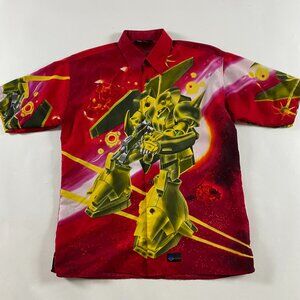 Vintage Space Warriors Shirt Men's Medium Robot Mecha Anime Y2K 90s Button Mech